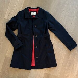 Eddie Bauer Black Trench Coat with Red Lining